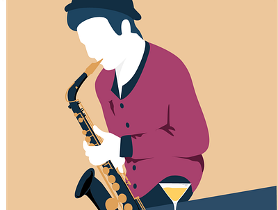 Saxofonista branding color design flat illustration minimal vector