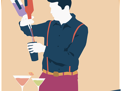 Barman branding color design flat illustration minimal vector