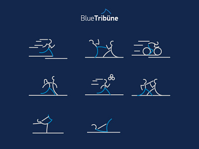 Blutribune Icon set blue branding color design fitness flat icon illustration line sport