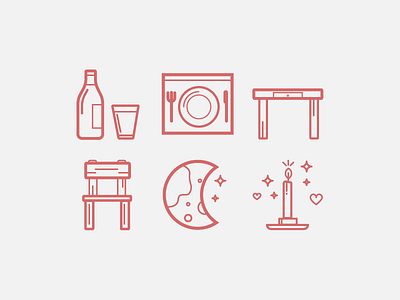 Icon Set For Dinner color dinner flat icon illustration line love minimal romantic strokes