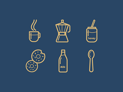 Icon Set For Breakfast breakfast color flat icon illustration line love minimal romantic strokes
