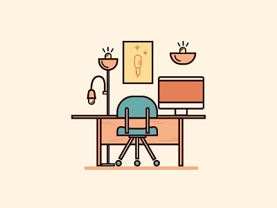 My Workspace color flat house icon ideas illustration line minimal strokes workspace