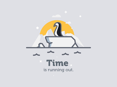 Time Is Running Out. design flat icon illustration minimal out penguin running strokes time