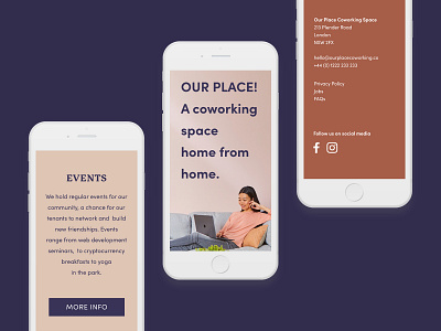 Coworking Space Mobile Website Design adobexd app branding clean ui design minimal ui ux website concept website design
