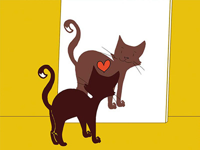 Cat cat illustration post card