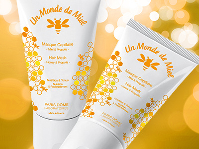 Un monde de Miel cosmetic cream honey logo packaging