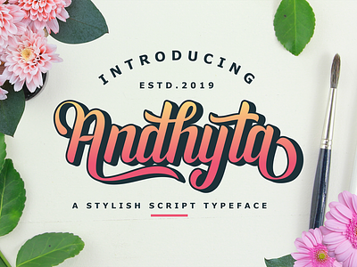Adhyta Script Font branding calligraphy curly design font font design lettering logo script script font
