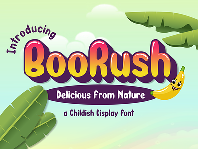 BooRush | A Childish Display Font bold font branding cartoon childish font design fonts lettering logotype rounded