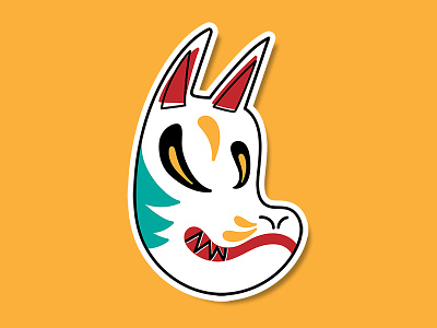 Kitsune folklore fox illustration japanese kitsune mask renard sticker