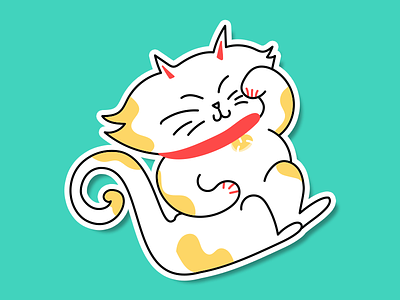 Maneki neko cat chat illustration japanese lucky manekineko neko sticker vector