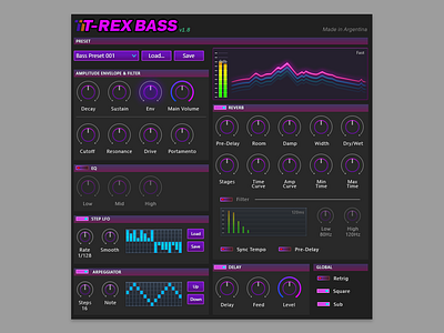 T-Rex Bass Redesign 2 2019 audio design interface music plugin ui vector vst