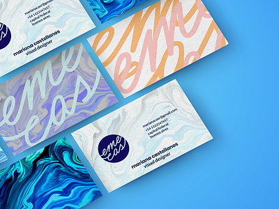 emecas bussines card blue design logo personal branding typography ui wave