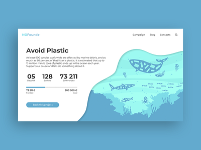 Daily UI Challenge - Crowdfunding Campaign campaign crowdfunding daily ui design fishes landingpage ocean plastic ui ux warning webdesign website