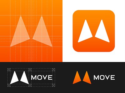 MOVE app icon brand branding design fins identity logo vector