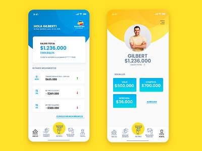 Concept Bancolombia a la Mano app banco finance ui ux