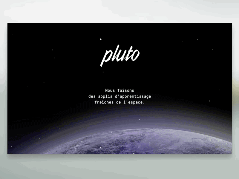 Pluto Landing Page animated branding framer gif landing parallax product space web