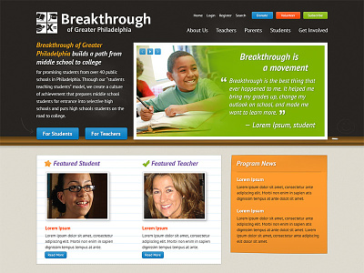 Breakthrough Philly (Unused Design) chalkboard education homepage school web