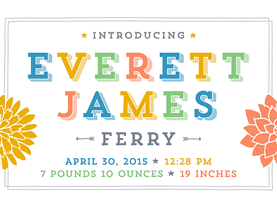Everett James Ferry announcement baby birth