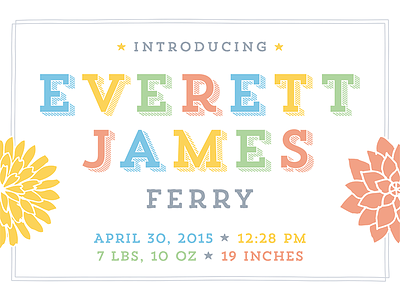 Everett James Ferry - Final announcement baby birth