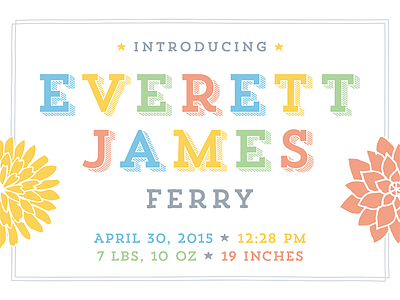 Everett James Ferry - Final announcement baby birth
