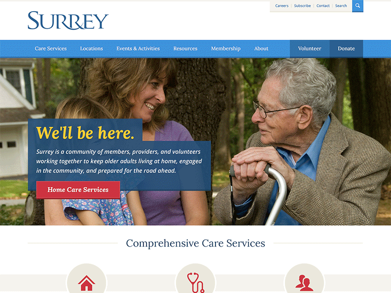 Surrey homepage seniors surrey web webdesign website