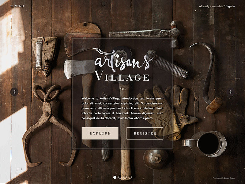 Artisans Village - Homepage artisan homepage web website