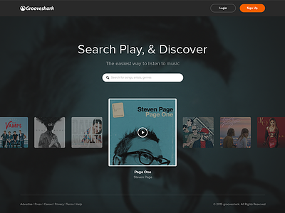 Grooveshark Landing Page WIP flat grooveshark landing landing page music musicui psd redesign ux