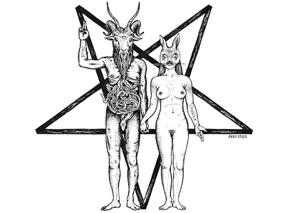 Baphomet & The Bunny #1 baphomet bunny cult drawing drawing ink fineliner freelance freelance designer freelance illustrator illustration illustrator occult pen pentagram satan sketch sketching snakes witch witchcraft