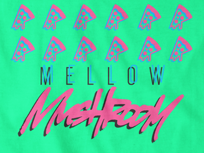 Mellow Mushroom Design Two apparel hand type icon neon pizza t shirt