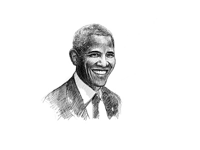 Obama portrait draw illustration inked portrait