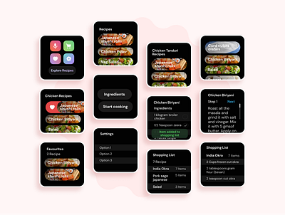 Cooking App for Smart watches cooking app figma kerala photoshop riafy smart watch ui user experience design ux watch ui wear os