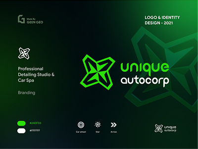 Unique Autocorp - Logo design & Branding branding geen geo geengeo goldenratio illustrator kerala logo logodesign pampady unique autocorp