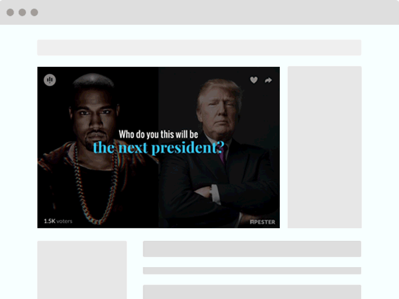 This or That layout 2016 apester elections layout poll question trump ui ux versus