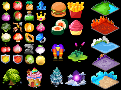 1 2d art game assets vector