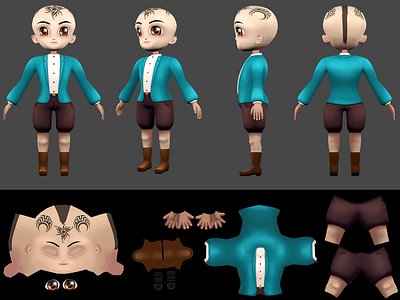 character design 3d character design 3d modeling character game assets uvw unwrap and texturing