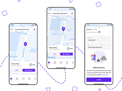 Paaila App | Directions and route safety overview adobe xd adobexd clean direction directions illustration map mapbox maps minimal minimal ui mobile ui ui ux