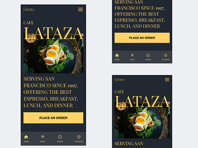 Mobile Breakpoint for Cafe La Taza bottom navigation bar cafe design follow food image interaction interface layout mobile ui navigation navigation bar shot ui ui design uiux ux