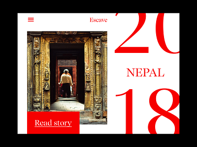 Travel Stories blog concept grid idea minimal minimal ui nepal red travel typography ui uiux ux web design web type web typography