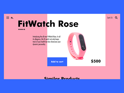 Fi. Fitness Watch Product Page cart composition design ecommerce ecommerce design ecommerce shop fitness minimal minimal layout minimal ui pink product product page typography ui uiux ux web design