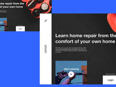 OKTOR | Online Home Repair Academy Landing Page 💻 academy branding design landing landing design minimal minimal ui modern online repair startup startups typography ui uiux ux web design