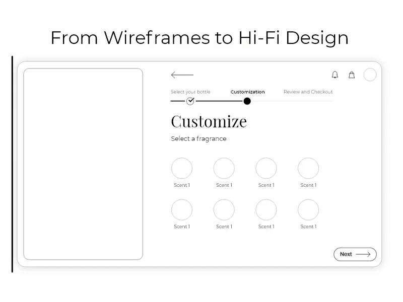 Wireframe to Hi-Fi Transition Animation