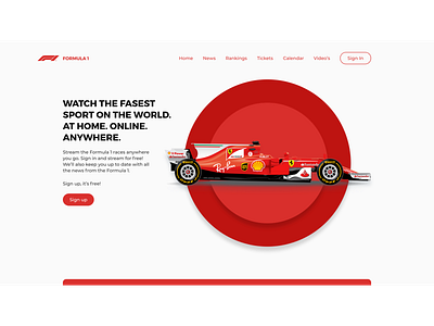 Formula 1 streaming concept clean design formula1 red ui design ux ui web