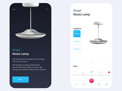 Smart Music Lamp app design apple blue clean design digitaldesign lamp music product design smart ui uidesign uiux uxdesign