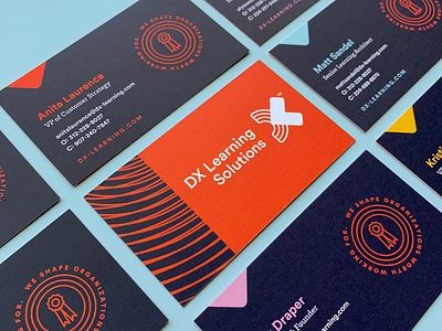 DX Learning Business Cards badge branding business card design print