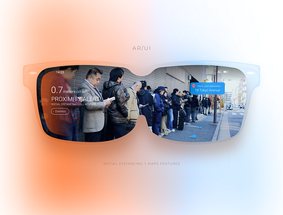 AR Glasses Concept - Social distancing alert alert augmented reality concept glasses social distancing ui user interface