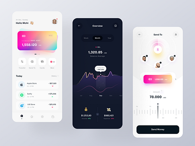 Finance App - Mobile App app bank banking banking app dark design echo echo design finance financial financial app fintech fintech app gradient mobile mobile app ui ui design