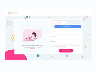 Sign Up Page classroom colorful onboarding playful signup web