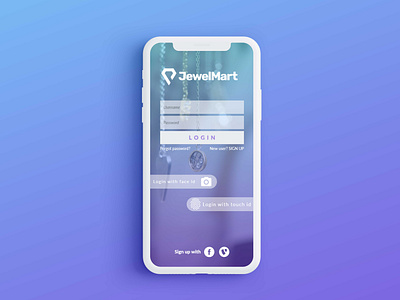 JewelMart Login Menu app branding dailyui design jewelry login mobile ui signup ui ux