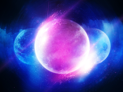 Vibrant Planets blue clouds earth lens flare magenta planets space
