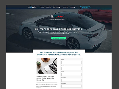 Toyota Dealer Landing Lead Page automotive landing page lead page website